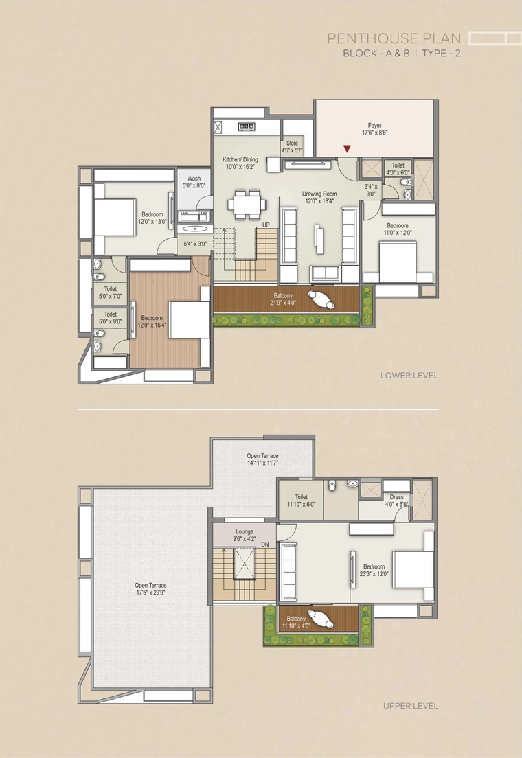 Penthouse Plan Block-A&B Type-2